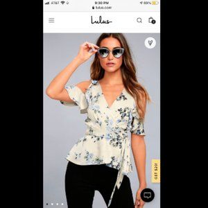 Lulus Floral Silk Wrap Shirt